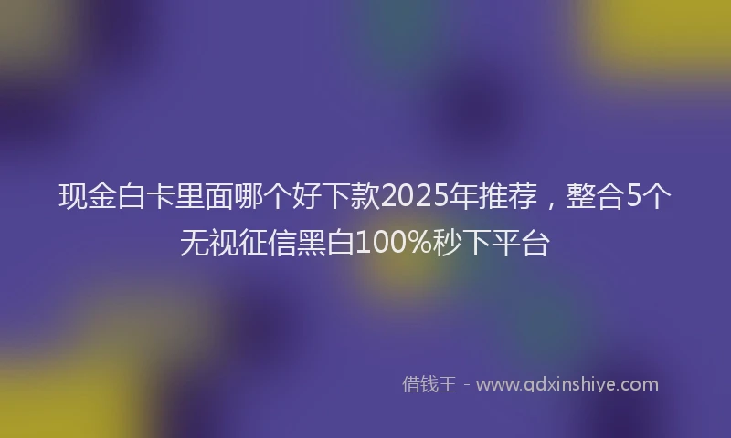 现金白卡里面哪个好下款2025年推荐，整合5个无视征信黑白100%秒下平台