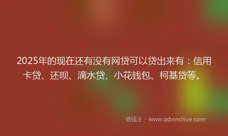 2025年的现在还有没有网贷可以贷出来有：信用卡贷、还呗、滴水贷、小花钱包、柯基贷等。