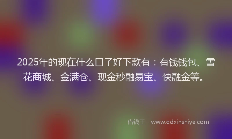 2025年的现在什么口子好下款有：有钱钱包、雪花商城、金满仓、现金秒融易宝、快融金等。