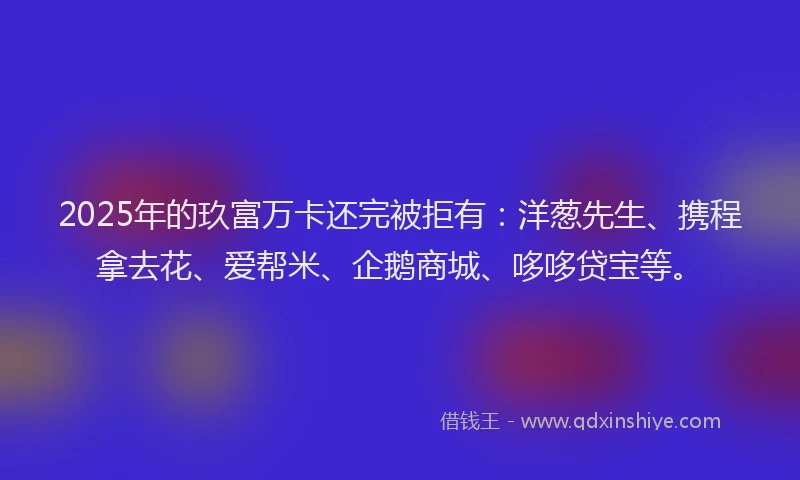 2025年的玖富万卡还完被拒有：洋葱先生、携程拿去花、爱帮米、企鹅商城、哆哆贷宝等。