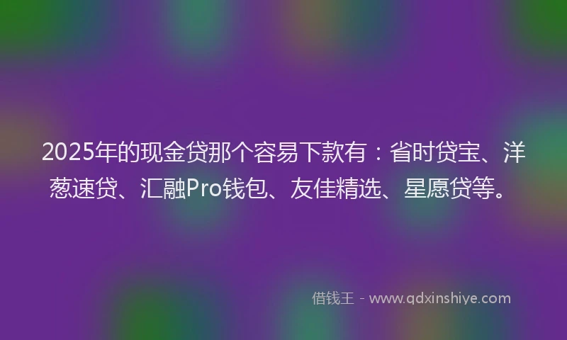 2025年的现金贷那个容易下款有：省时贷宝、洋葱速贷、汇融Pro钱包、友佳精选、星愿贷等。