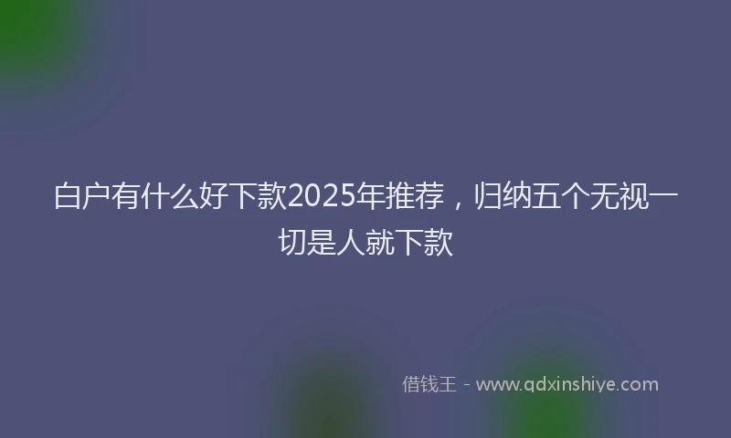 白户有什么好下款2025年推荐，归纳五个无视一切是人就下款