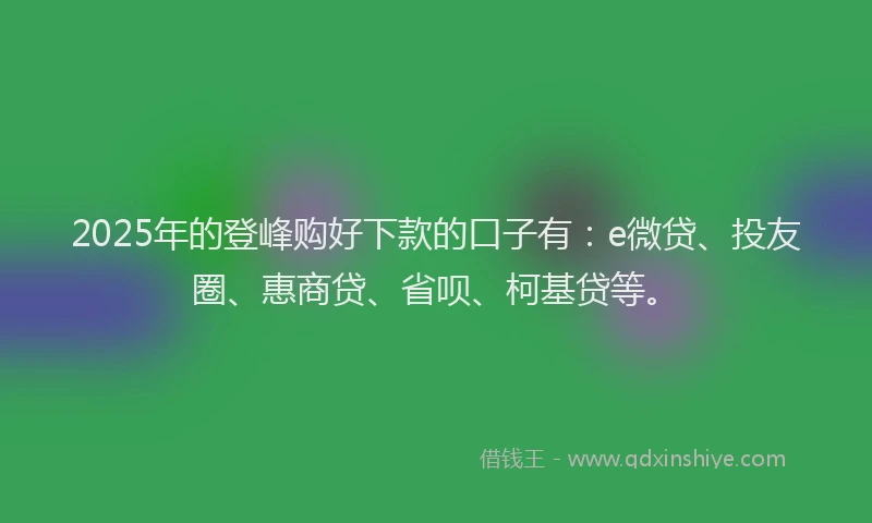 2025年的登峰购好下款的口子有：e微贷、投友圈、惠商贷、省呗、柯基贷等。
