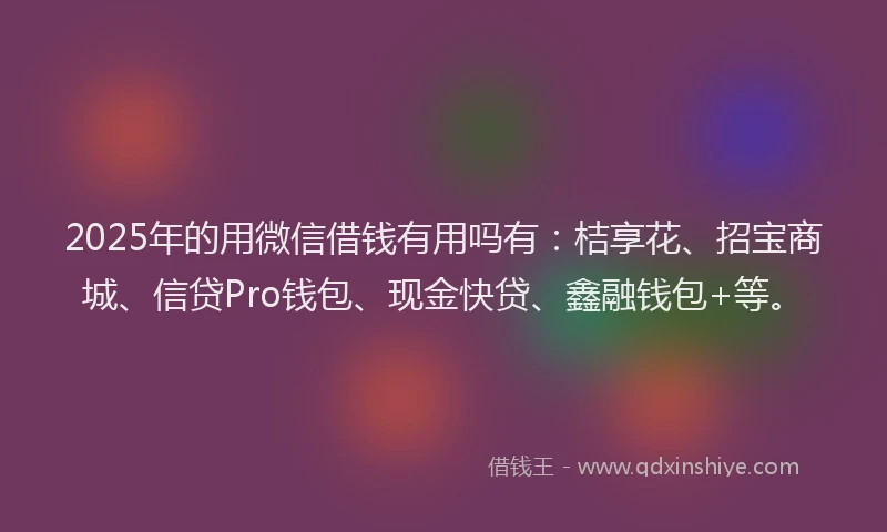 2025年的用微信借钱有用吗有：桔享花、招宝商城、信贷Pro钱包、现金快贷、鑫融钱包+等。