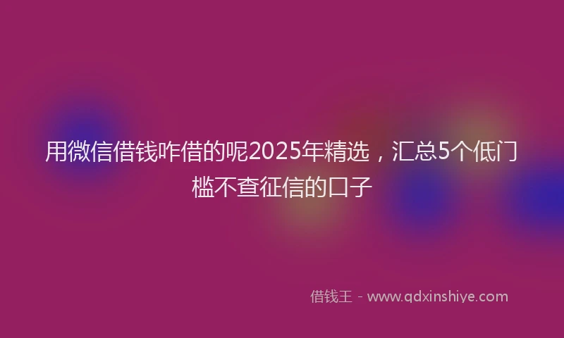用微信借钱咋借的呢2025年精选，汇总5个低门槛不查征信的口子