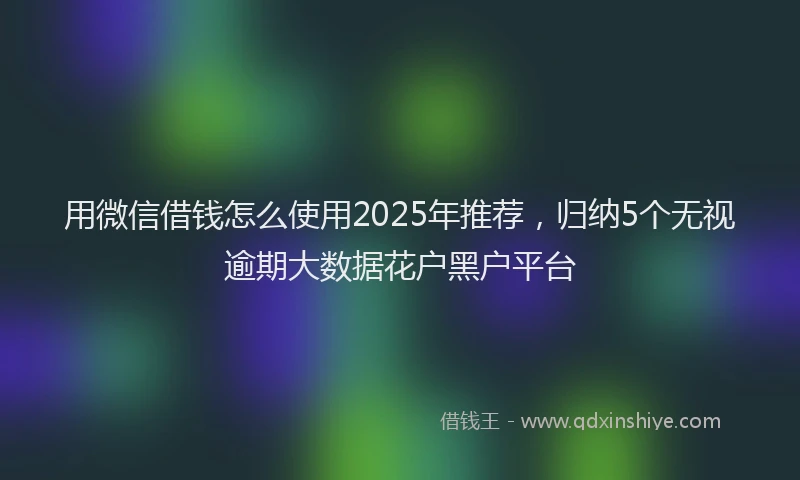 用微信借钱怎么使用2025年推荐，归纳5个无视逾期大数据花户黑户平台