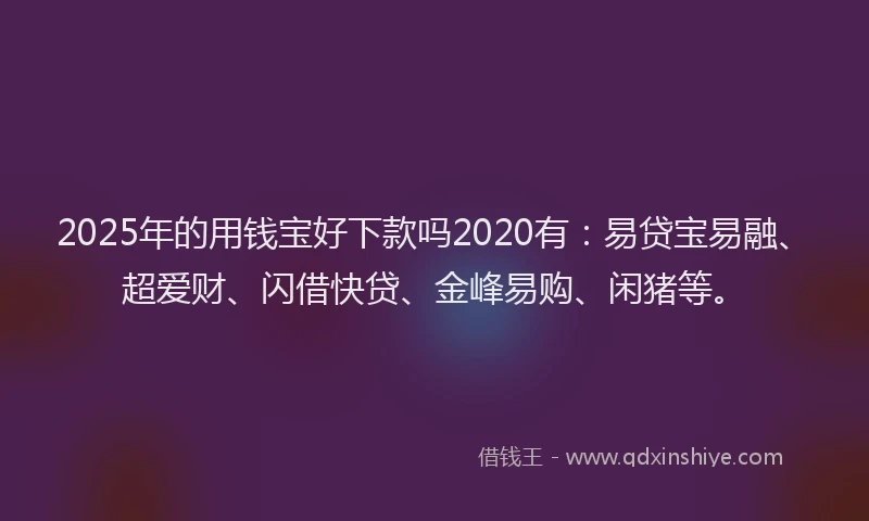 2025年的用钱宝好下款吗2020有：易贷宝易融、超爱财、闪借快贷、金峰易购、闲猪等。