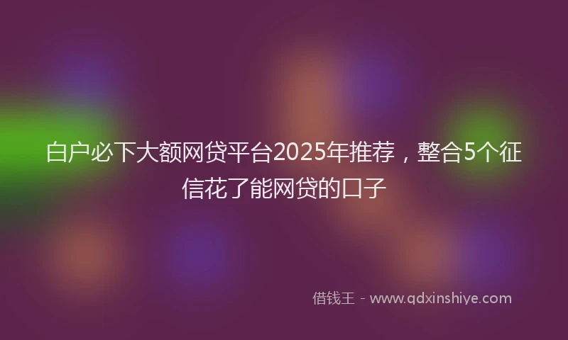 白户必下大额网贷平台2025年推荐，整合5个征信花了能网贷的口子