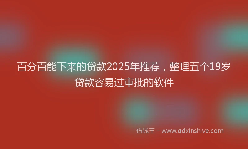 百分百能下来的贷款2025年推荐，整理五个19岁贷款容易过审批的软件