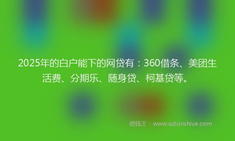 2025年的白户能下的网贷有：360借条、美团生活费、分期乐、随身贷、柯基贷等。