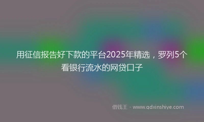 用征信报告好下款的平台2025年精选，罗列5个看银行流水的网贷口子