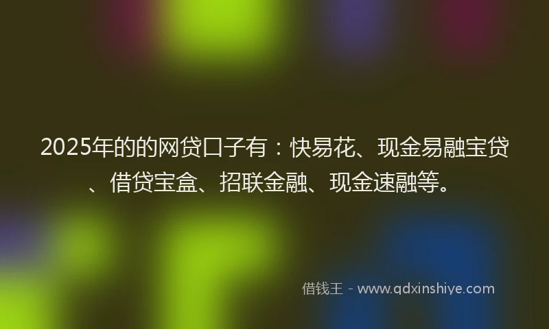 2025年的的网贷口子有：快易花、现金易融宝贷、借贷宝盒、招联金融、现金速融等。