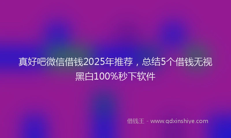 真好吧微信借钱2025年推荐，总结5个借钱无视黑白100%秒下软件