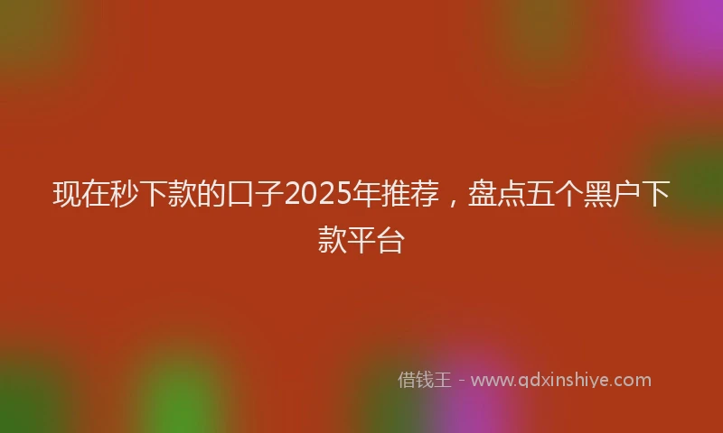 现在秒下款的口子2025年推荐，盘点五个黑户下款平台