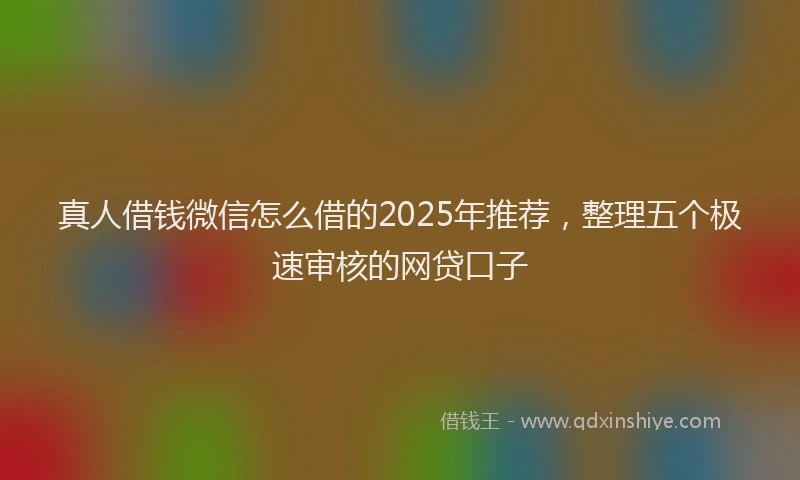 真人借钱微信怎么借的2025年推荐，整理五个极速审核的网贷口子