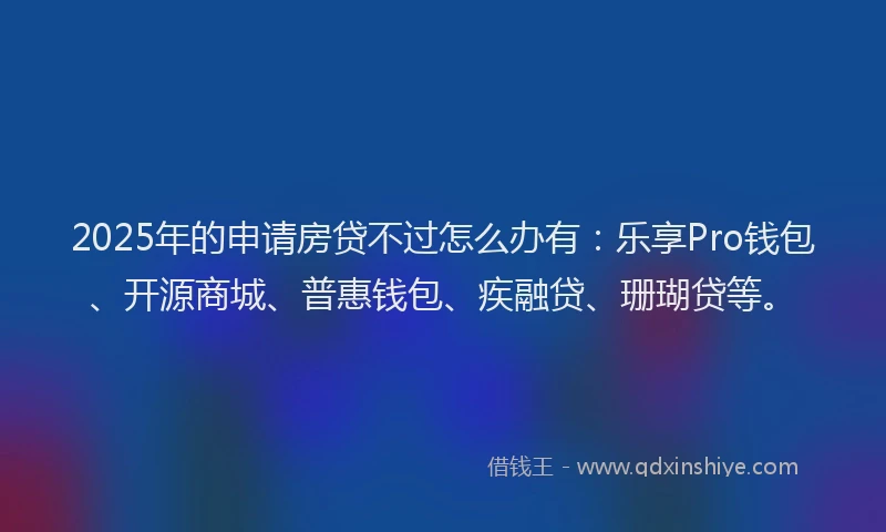 2025年的申请房贷不过怎么办有：乐享Pro钱包、开源商城、普惠钱包、疾融贷、珊瑚贷等。