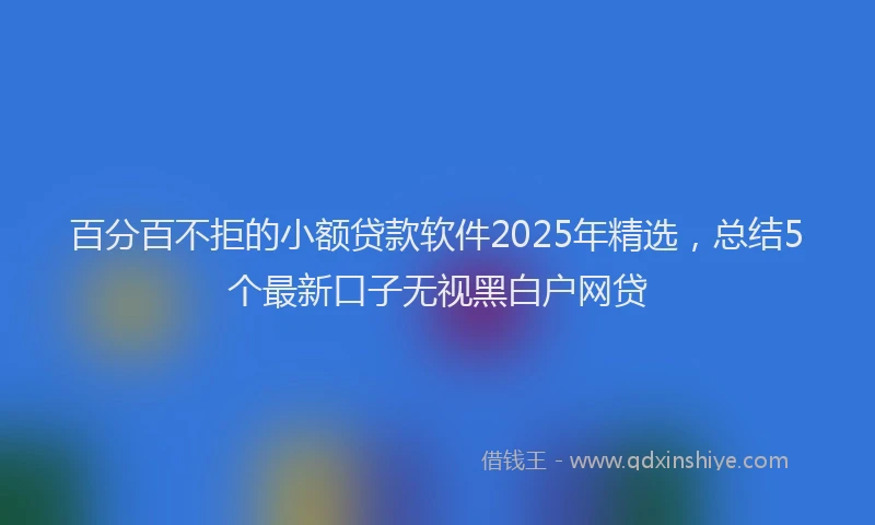 百分百不拒的小额贷款软件2025年精选，总结5个最新口子无视黑白户网贷