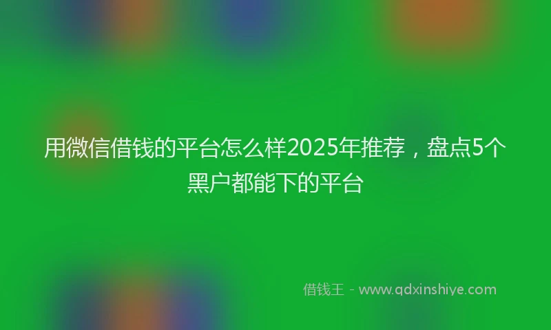 用微信借钱的平台怎么样2025年推荐，盘点5个黑户都能下的平台