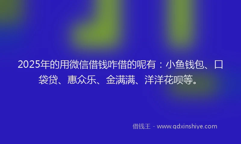 2025年的用微信借钱咋借的呢有：小鱼钱包、口袋贷、惠众乐、金满满、洋洋花呗等。