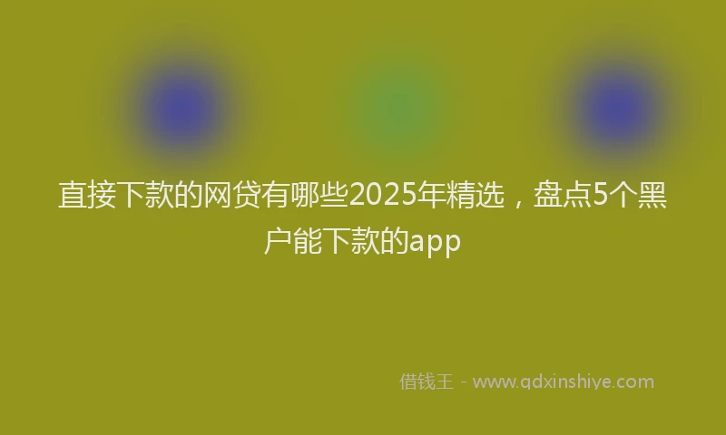 直接下款的网贷有哪些2025年精选，盘点5个黑户能下款的app