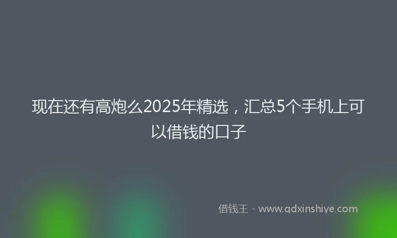 现在还有高炮么2025年精选，汇总5个手机上可以借钱的口子