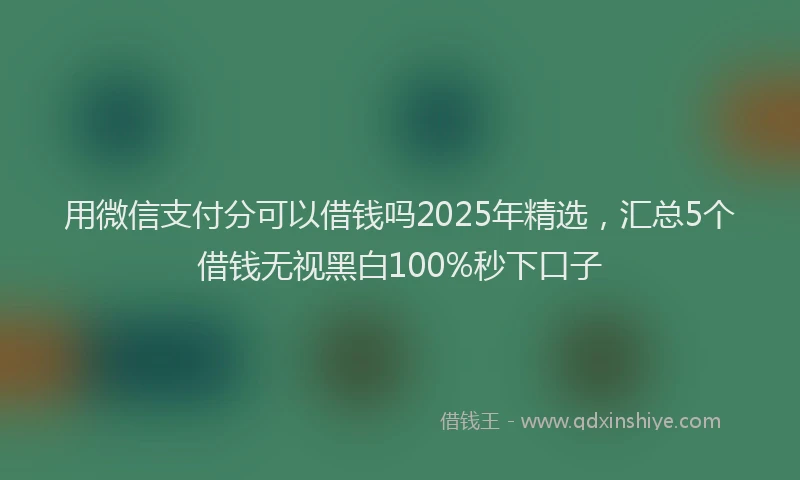 用微信支付分可以借钱吗2025年精选，汇总5个借钱无视黑白100%秒下口子