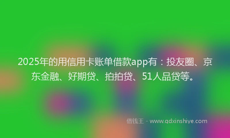 2025年的用信用卡账单借款app有：投友圈、京东金融、好期贷、拍拍贷、51人品贷等。