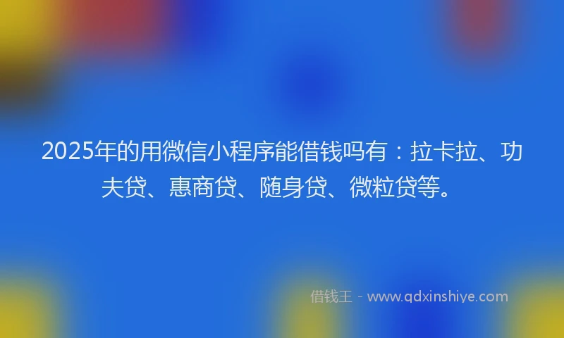 2025年的用微信小程序能借钱吗有：拉卡拉、功夫贷、惠商贷、随身贷、微粒贷等。