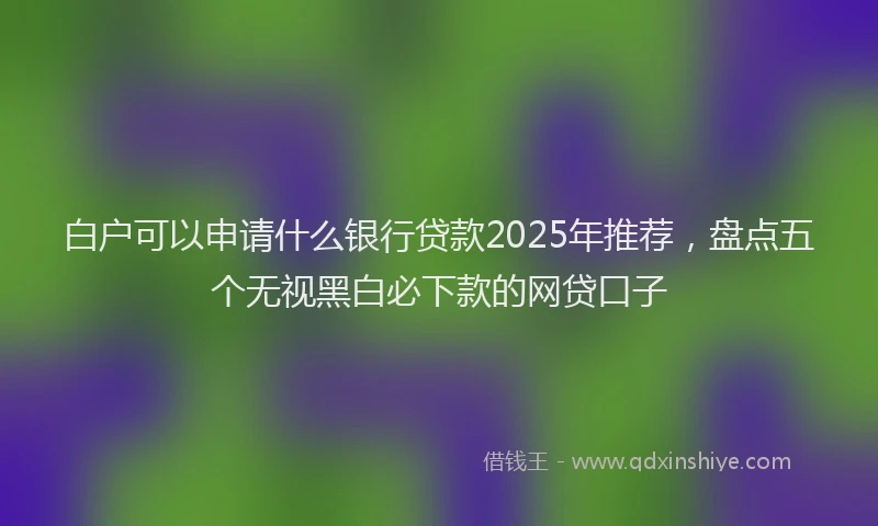白户可以申请什么银行贷款2025年推荐，盘点五个无视黑白必下款的网贷口子