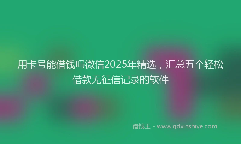 用卡号能借钱吗微信2025年精选，汇总五个轻松借款无征信记录的软件