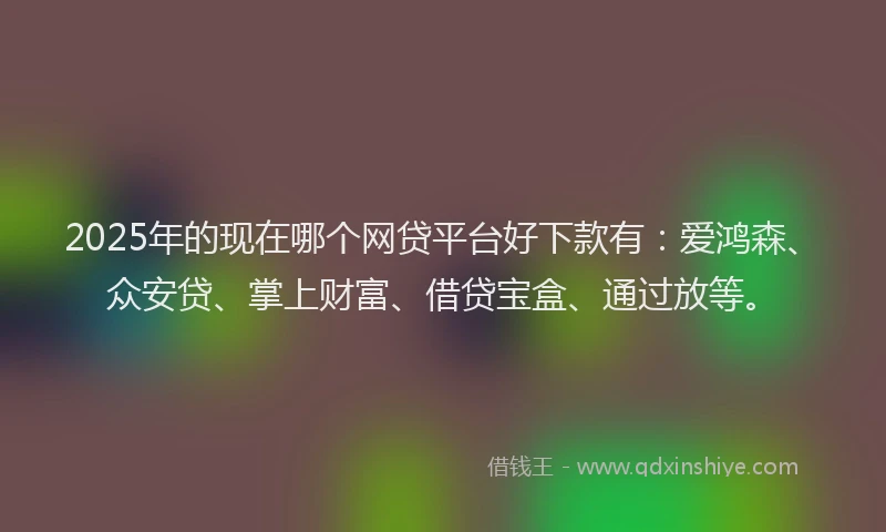 2025年的现在哪个网贷平台好下款有：爱鸿森、众安贷、掌上财富、借贷宝盒、通过放等。