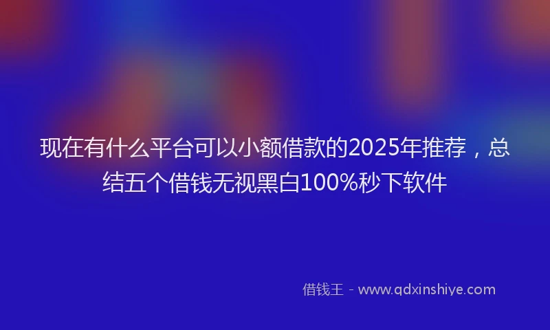 现在有什么平台可以小额借款的2025年推荐，总结五个借钱无视黑白100%秒下软件