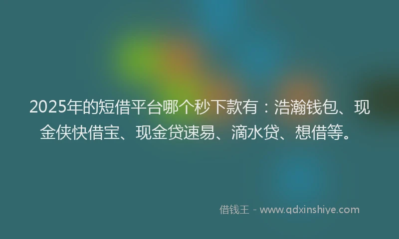 2025年的短借平台哪个秒下款有：浩瀚钱包、现金侠快借宝、现金贷速易、滴水贷、想借等。