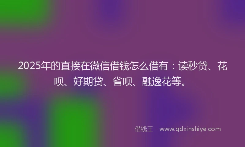 2025年的直接在微信借钱怎么借有：读秒贷、花呗、好期贷、省呗、融逸花等。
