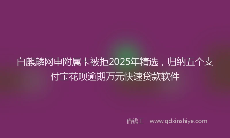 白麒麟网申附属卡被拒2025年精选，归纳五个支付宝花呗逾期万元快速贷款软件