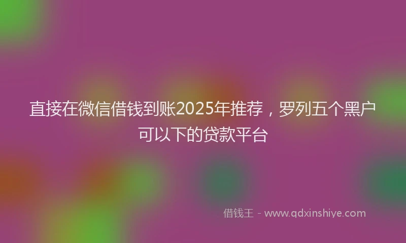直接在微信借钱到账2025年推荐，罗列五个黑户可以下的贷款平台