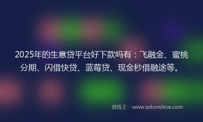 2025年的生意贷平台好下款吗有：飞融金、蜜桃分期、闪借快贷、蓝莓贷、现金秒借融途等。