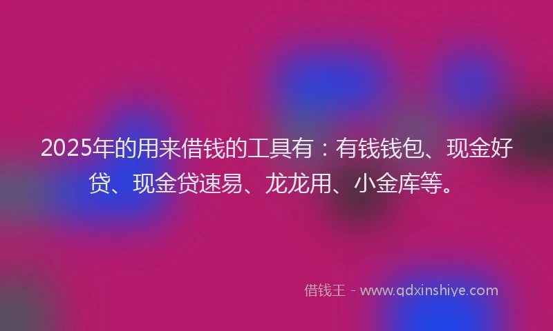 2025年的用来借钱的工具有：有钱钱包、现金好贷、现金贷速易、龙龙用、小金库等。