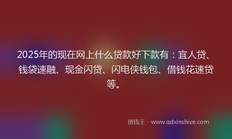 2025年的现在网上什么贷款好下款有：宜人贷、钱袋速融、现金闪贷、闪电侠钱包、借钱花速贷等。