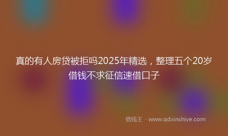 真的有人房贷被拒吗2025年精选，整理五个20岁借钱不求征信速借口子