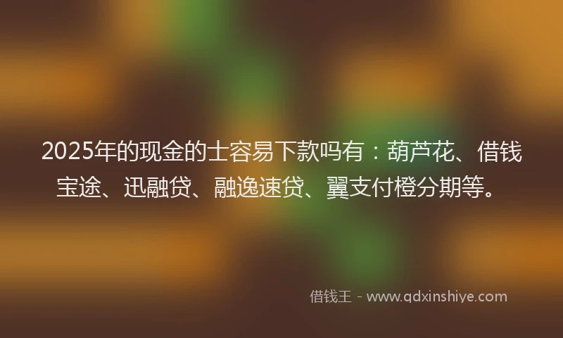 2025年的现金的士容易下款吗有：葫芦花、借钱宝途、迅融贷、融逸速贷、翼支付橙分期等。