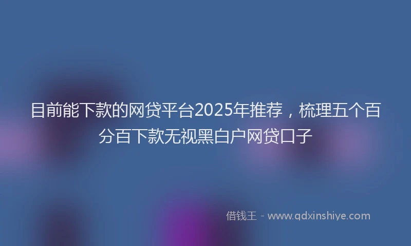目前能下款的网贷平台2025年推荐，梳理五个百分百下款无视黑白户网贷口子