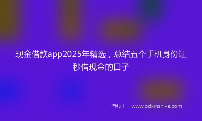 现金借款app2025年精选，总结五个手机身份证秒借现金的口子