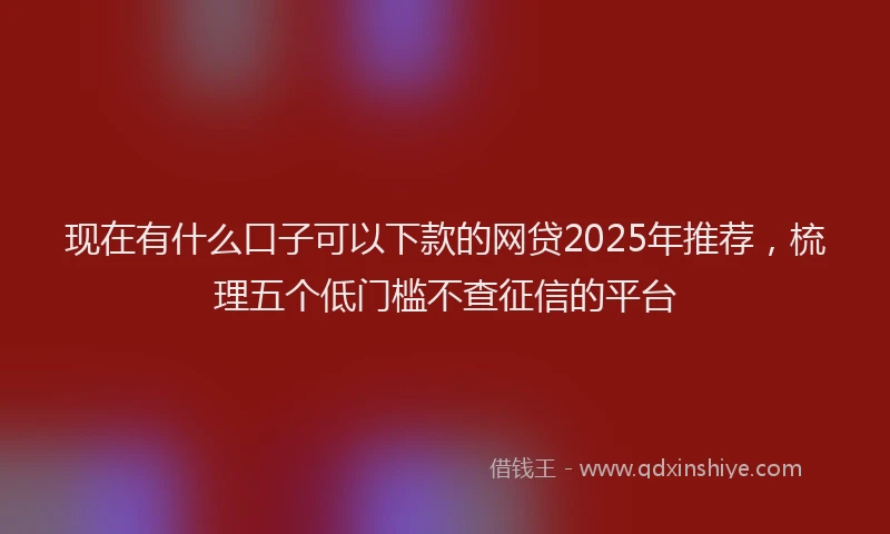现在有什么口子可以下款的网贷2025年推荐，梳理五个低门槛不查征信的平台