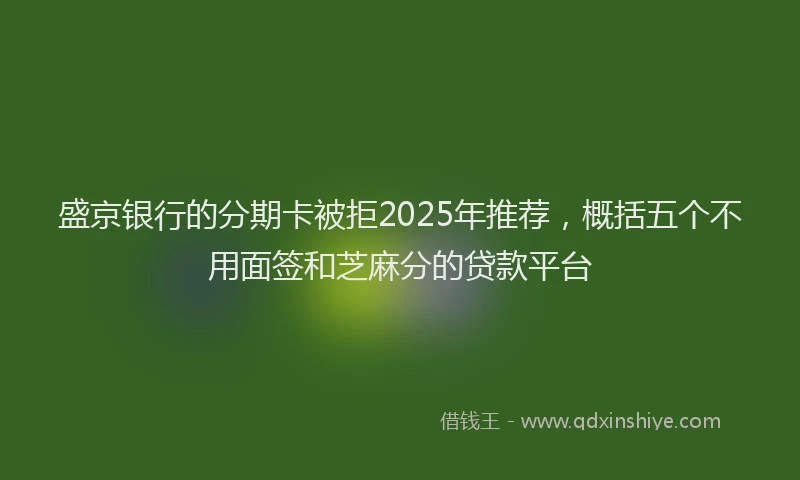 盛京银行的分期卡被拒2025年推荐，概括五个不用面签和芝麻分的贷款平台