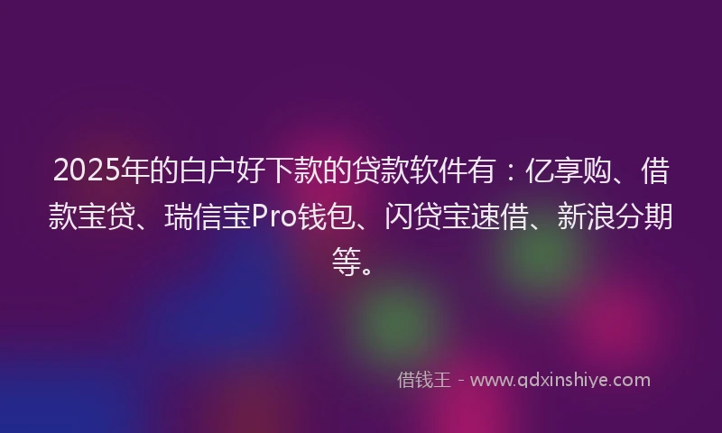 2025年的白户好下款的贷款软件有：亿享购、借款宝贷、瑞信宝Pro钱包、闪贷宝速借、新浪分期等。