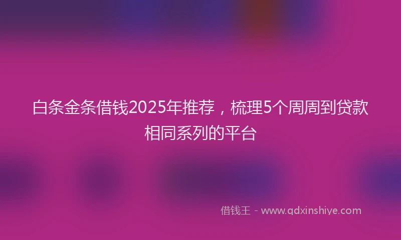 白条金条借钱2025年推荐，梳理5个周周到贷款相同系列的平台