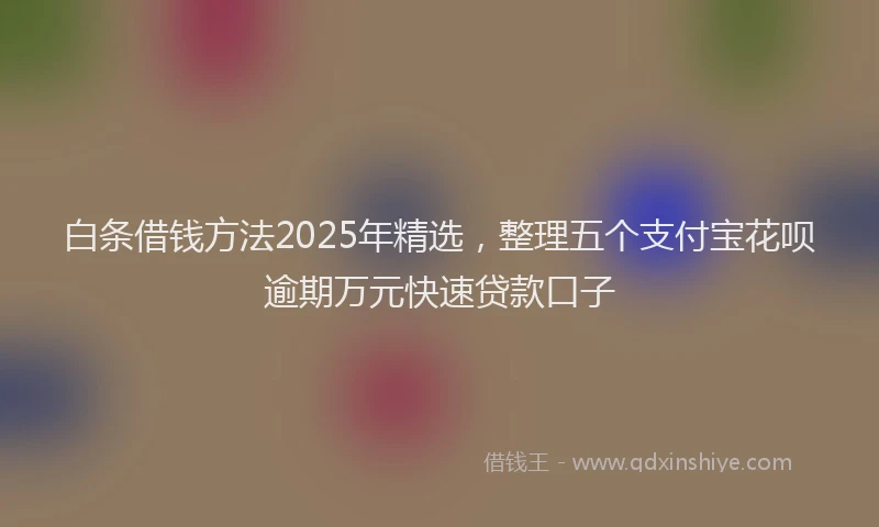 白条借钱方法2025年精选，整理五个支付宝花呗逾期万元快速贷款口子