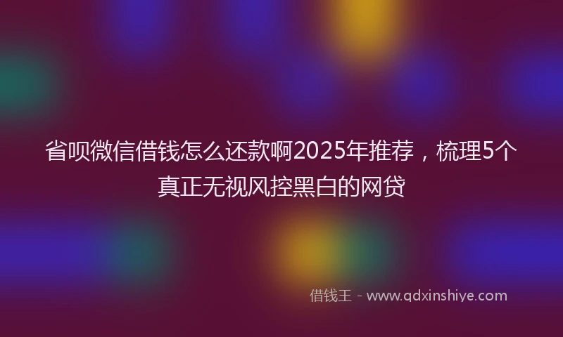 省呗微信借钱怎么还款啊2025年推荐，梳理5个真正无视风控黑白的网贷