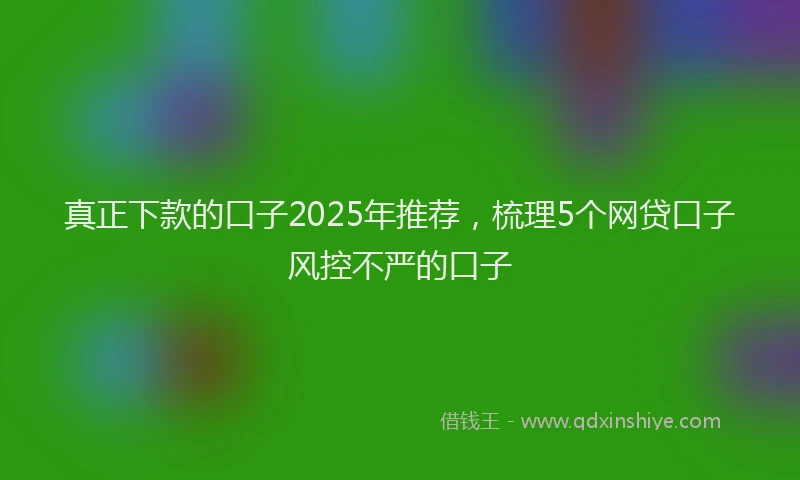 真正下款的口子2025年推荐，梳理5个网贷口子风控不严的口子